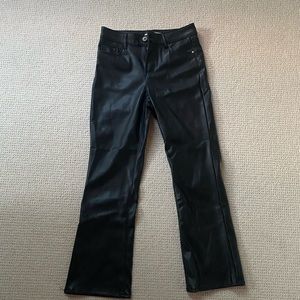 Zara Cropped Flare Leather Jeans